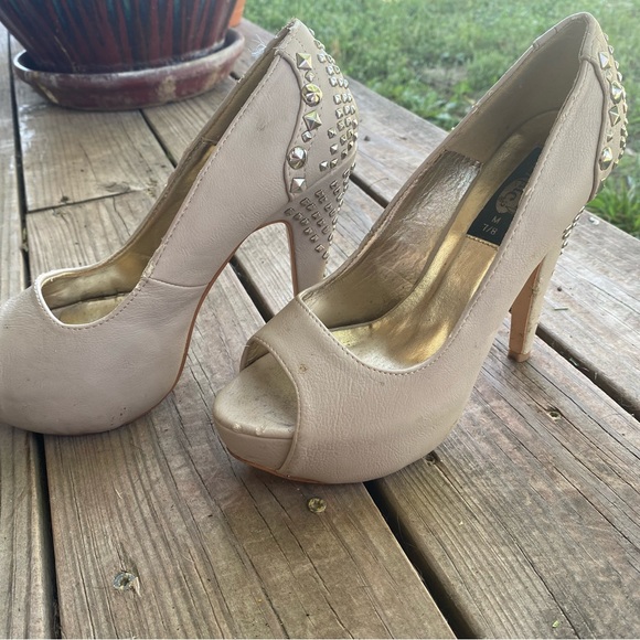 Y2K nude studded pumps stilettos - Picture 2 of 11